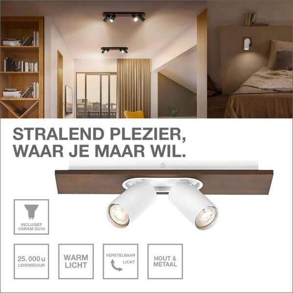 Deckenspot flexibel Weiß Holz GU10 40 cm OSRAM