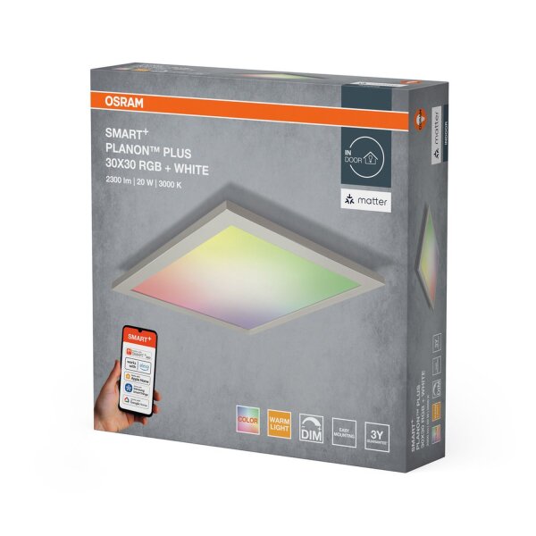 LED Deckenlampe dimmbar RGBW Smart+ Weiß Alu OSRAM