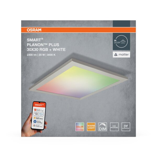 LED Deckenlampe dimmbar RGBW Smart+ Weiß Alu OSRAM