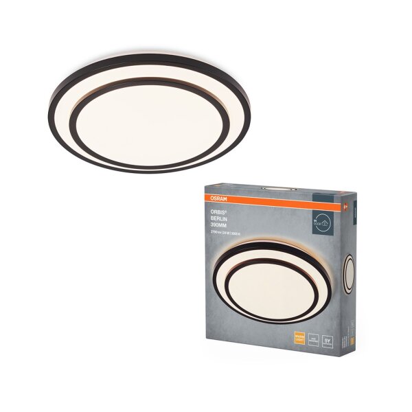 LED Deckenleuchte Schwarz Metall 3000K Ø39cm rund OSRAM
