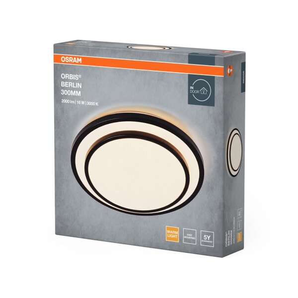 LED Deckenlampe Schwarz Metall 3000K rund Ø29,3cm OSRAM