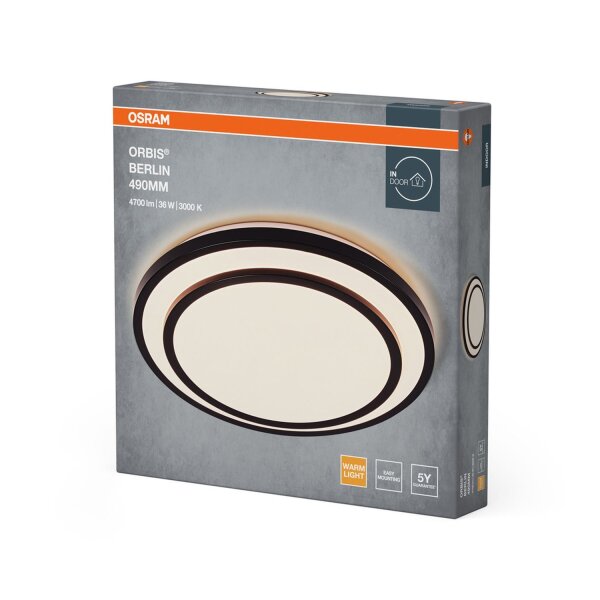 LED Deckenlampe Schwarz Metall 3000K Ø49,2cm rund OSRAM