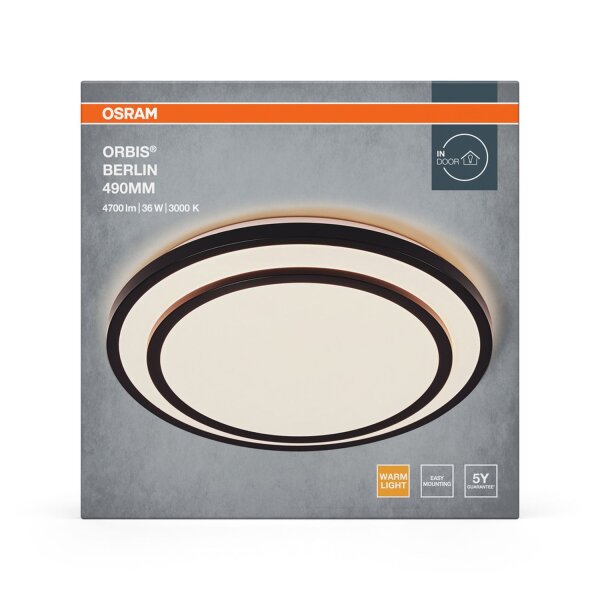 LED Deckenlampe Schwarz Metall 3000K Ø49,2cm rund OSRAM
