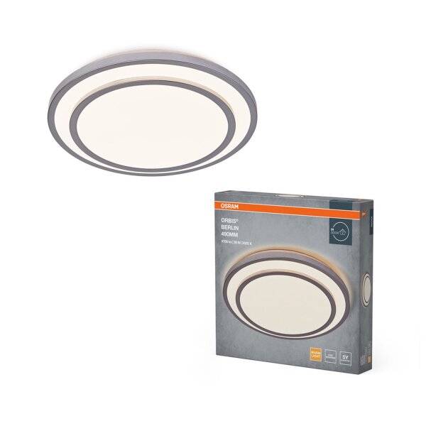 LED Deckenleuchte Silber Metall 3000K Ø49,2cm OSRAM