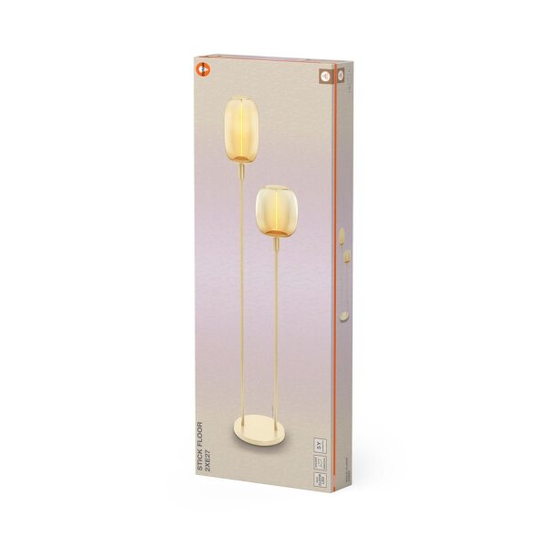 Stehlampe Beige Stahl Glas E27 H:146 cm modern OSRAM