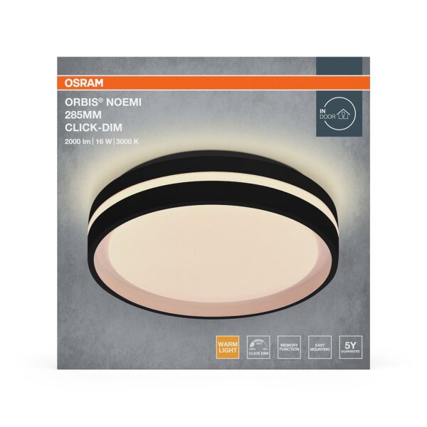 LED Deckenleuchte Click-DIM Schwarz 3000K Ø28,5cm OSRAM