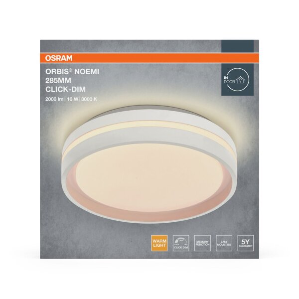 LED Deckenleuchte Click-DIM Weiß 3000K L:28,5cm OSRAM