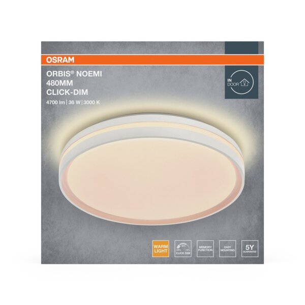 LED Deckenlampe Click-DIM Weiß 3000 K rund L:48cm OSRAM