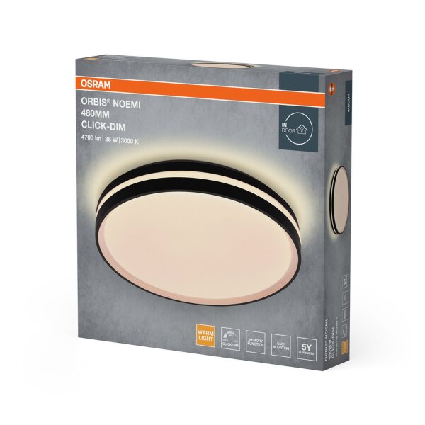LED Deckenleuchte Click-DIM Schwarz 3000 K L:48cm OSRAM