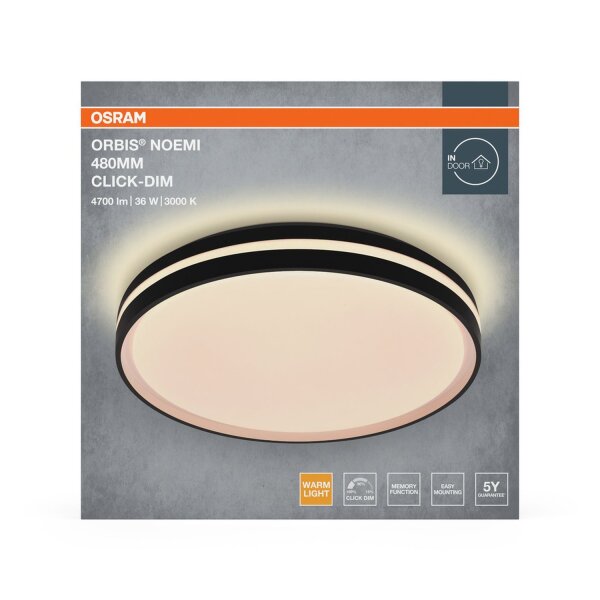 LED Deckenleuchte Click-DIM Schwarz 3000 K L:48cm OSRAM