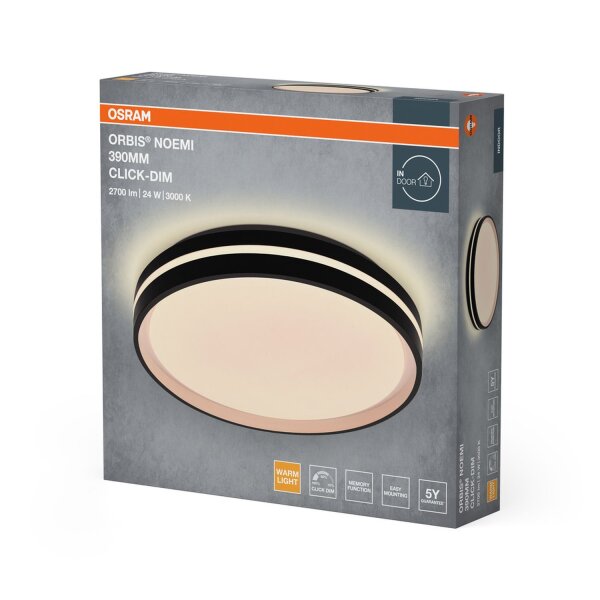 LED Deckenlampe Click-DIM Schwarz 3000K L:39cm OSRAM