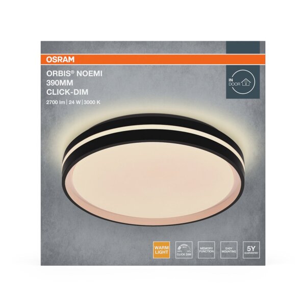 LED Deckenlampe Click-DIM Schwarz 3000K L:39cm OSRAM