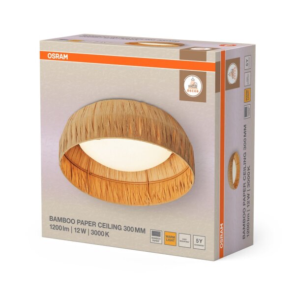LED Deckenleuchte Bambuspapier B:30 cm 3000 K OSRAM