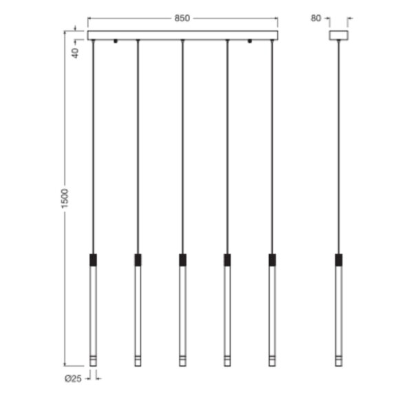 LED Pendelleuchte Schwarz Metall 3000 K L:85 cm OSRAM