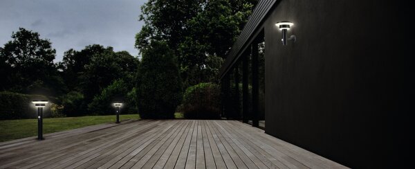 LED Solar Wandleuchte Sensor Edelstahl 3000K IP44 OSRAM