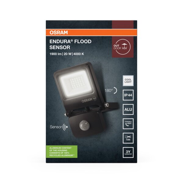 LED Außenstrahler 4000K Dunkelgrau Alu Glas IP44 OSRAM