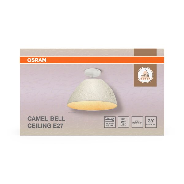 Deckenleuchte Pappmaché Metall B:37,5 cm E27 Weiß OSRAM