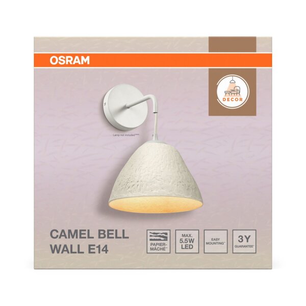 Wandlampe Pappmaché Metall Weiß E14 H:32,3 cm OSRAM