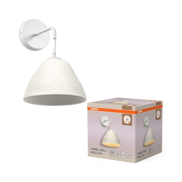 Wandlampe Pappmaché Metall Weiß E14 H:32,3 cm OSRAM