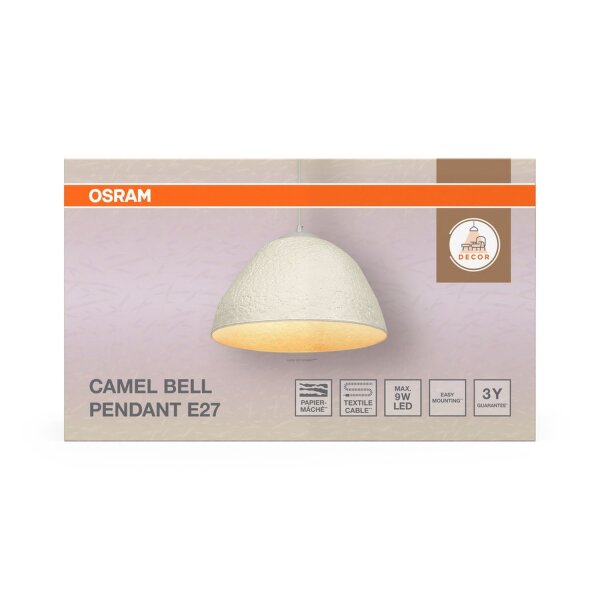 Pendelleuchte Pappmaché Metall Weiß L:37,5 cm E27 OSRAM