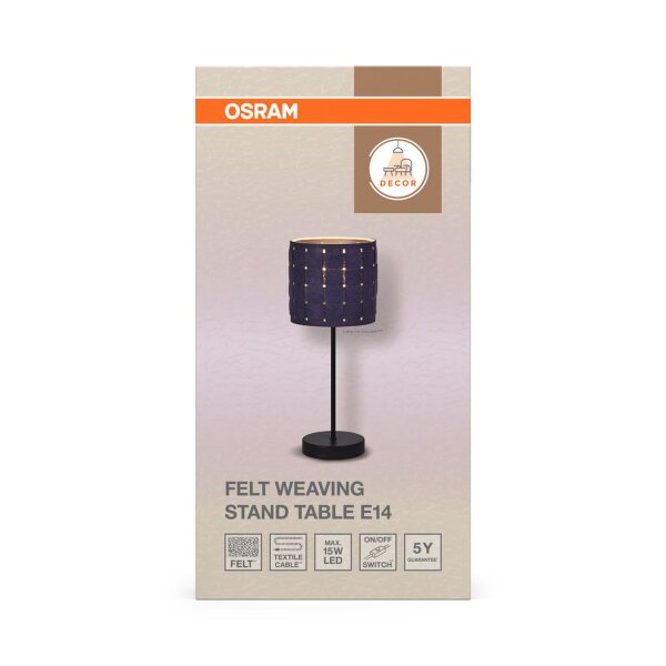 Tischleuchte Filz Metall Dunkelgrau E14 H:40,5 cm OSRAM