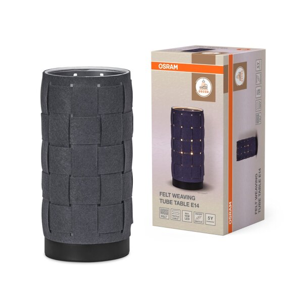 Tischlampe Filz Dunkelgrau E14 Metall H:26 cm OSRAM