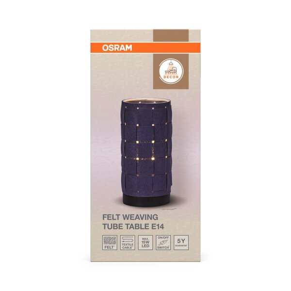 Tischlampe Filz Dunkelgrau E14 Metall H:26 cm OSRAM