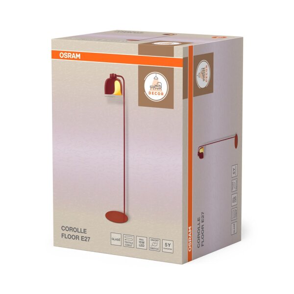 Stehlampe E27 Rot Metall H:141 cm Modern blendarm OSRAM