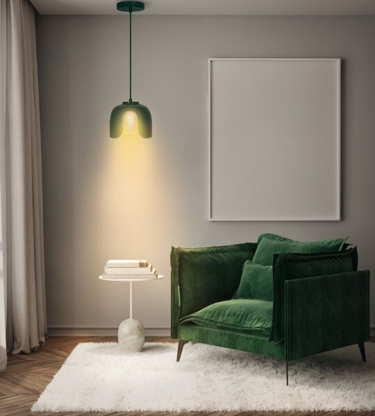 Hängelampe Glas Metall Modern E27 Grün L:20 cm OSRAM