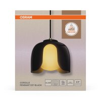 Pendelleuchte Schwarz Glas Metall E27 rund L:20cm OSRAM