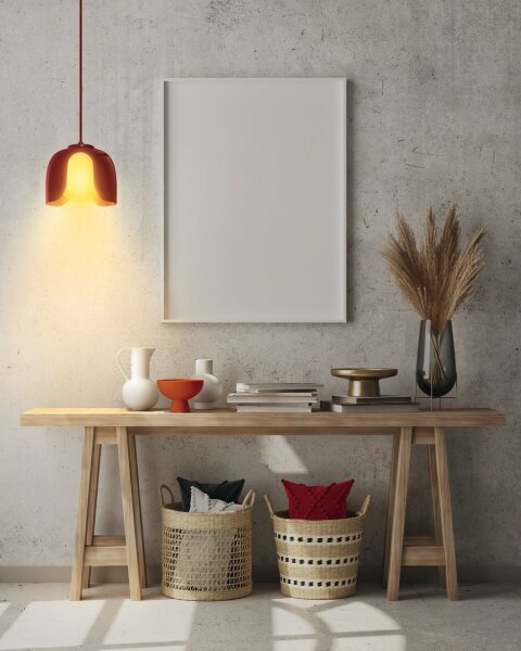 Hängelampe Glas blendarm E27 Rot Metall L:20 cm OSRAM