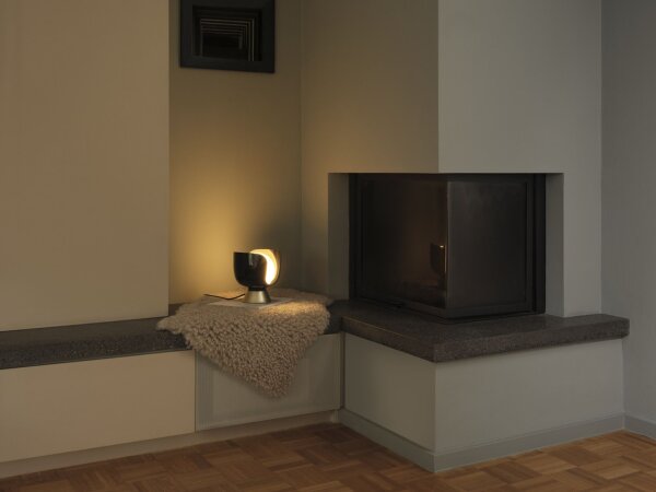 Tischlampe Glas E14 Schwarz Metall H:21 cm OSRAM