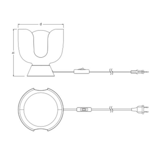 Tischlampe Glas E14 Schwarz Metall H:21 cm OSRAM