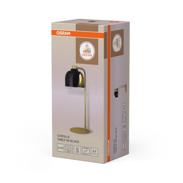 Tischleuchte Glas G9 Gold Metall H:40 cm blendarm OSRAM