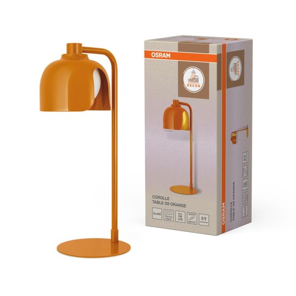 Tischlampe Glas G9 Orange Metall H:40 cm blendarm OSRAM