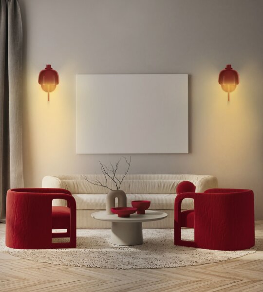 Wandleuchte Glas G9 Rot Metall H:24,5 cm blendarm OSRAM
