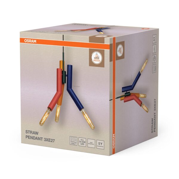 Hängelampe Mehrfarbig Grau E27 Ø32 cm modern OSRAM