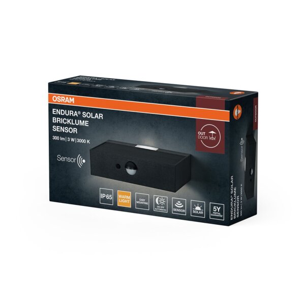 LED Solar Wandlampe Sensor Metall 3000 K IP65 OSRAM