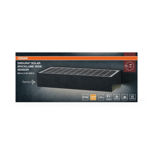 LED Solar Wandlampe Metall Sensor 3000 K IP65 OSRAM