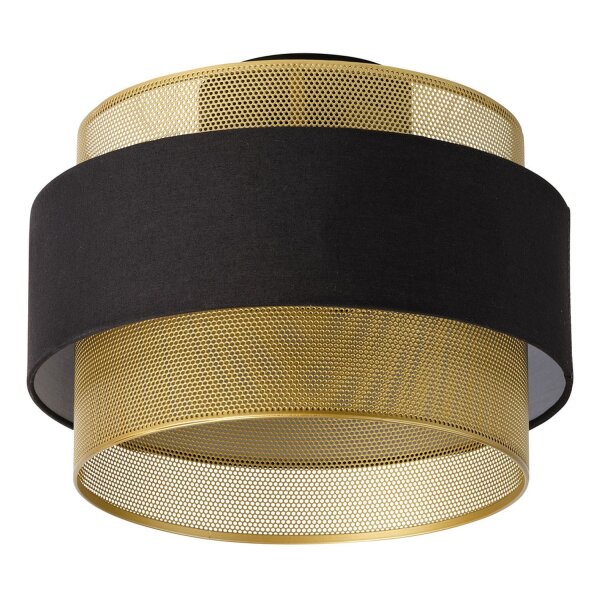 Runde Deckenleuchte Gold Schwarz Stoff E27 Ø30 cm OSRAM