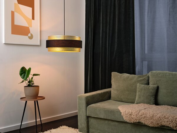 Pendelleuchte Gold Schwarz Stoff E27 Ø50cm modern OSRAM