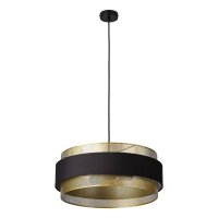 Pendelleuchte Gold Schwarz Stoff E27 &Oslash;50cm modern...