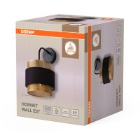 Wandlampe Gold Schwarz Stoff E27 B:18 cm modern OSRAM