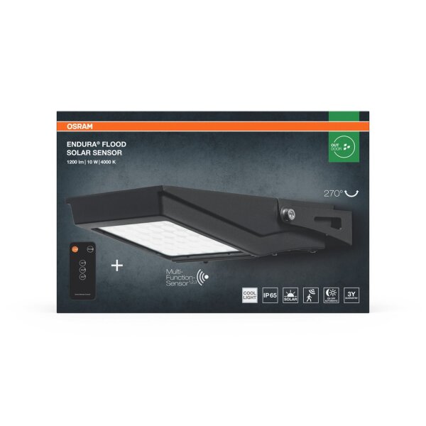 LED Solar Strahler Sensor Schwarz Glas 4000K IP65 OSRAM