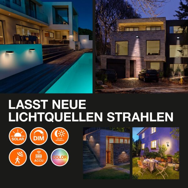 LED Solar Strahler Sensor Schwarz Glas 4000K IP65 OSRAM