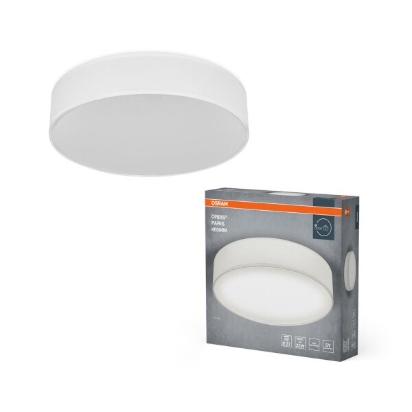Deckenlampe Weiß Stoff E27 rund L:48cm modern OSRAM