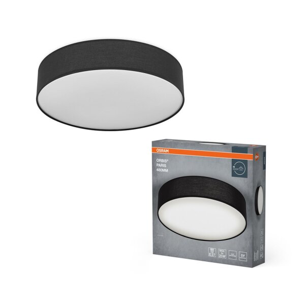 Deckenlampe Schwarz Stoff E27 L:48 cm blendarm OSRAM