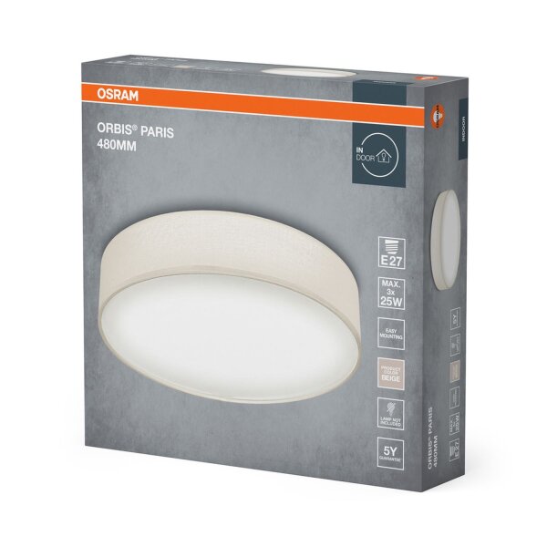 Deckenleuchte Stoff E27 L:48cm modern blendarm OSRAM