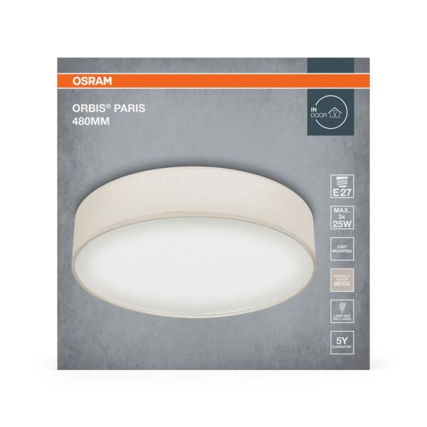 Deckenleuchte Stoff E27 L:48cm modern blendarm OSRAM