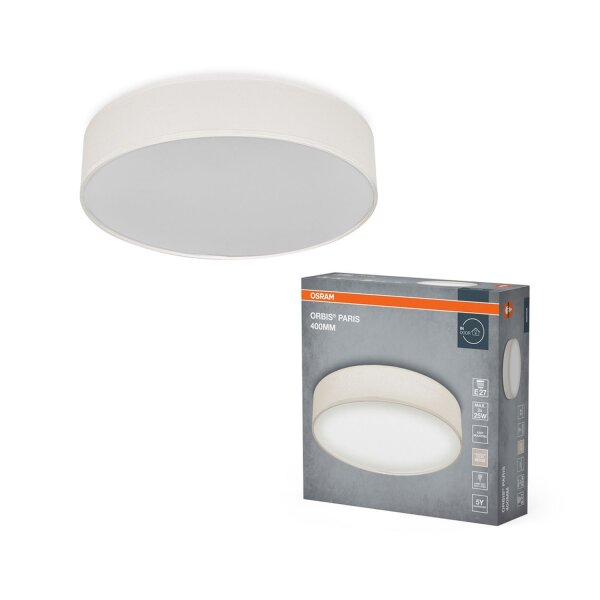 Deckenleuchte Stoff E27 L:40cm rund modern Design OSRAM